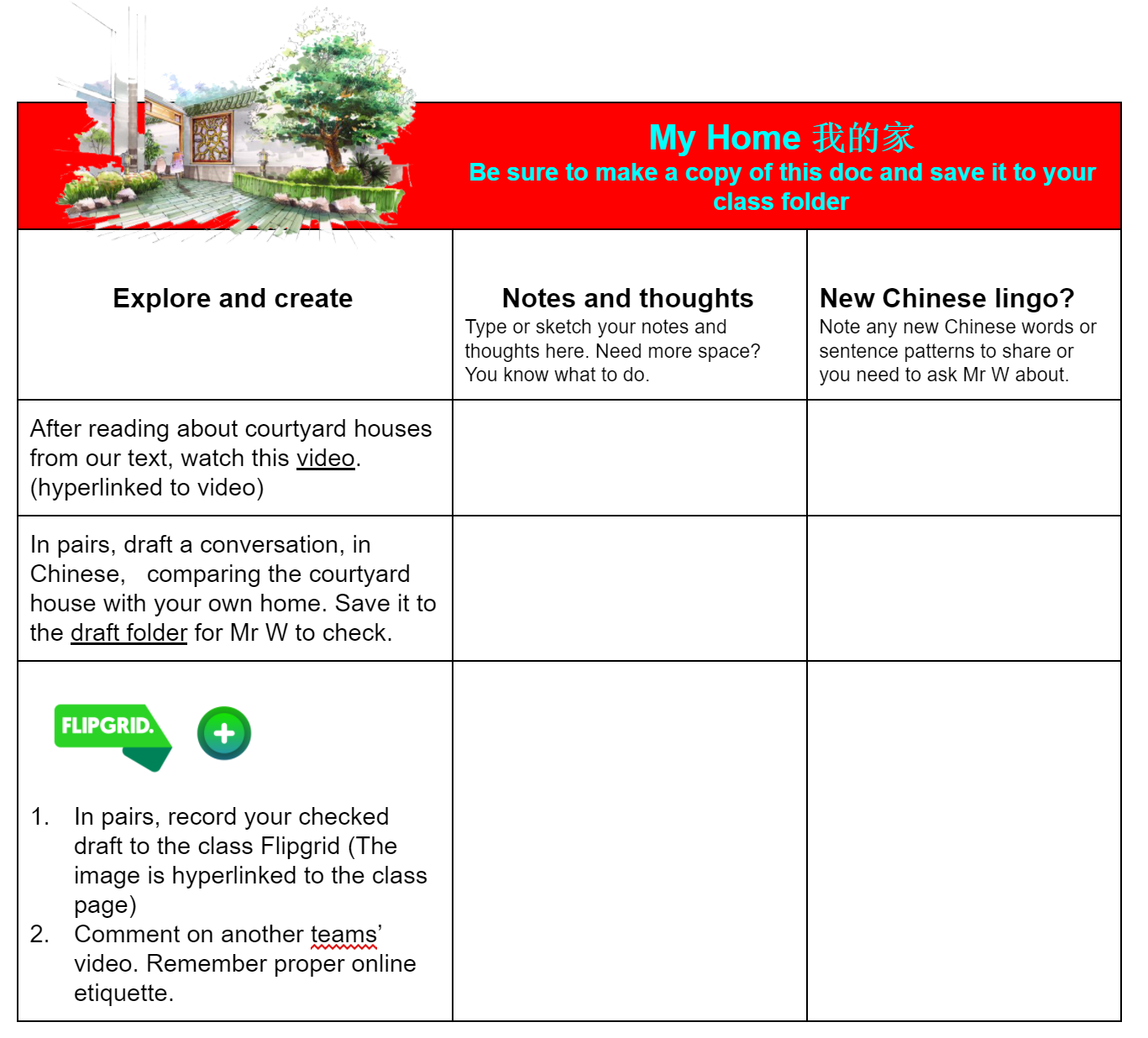 An example of a hyperdoc using Flipgrid