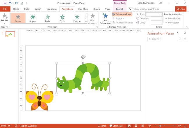 Use PowerPoint animations to make an object appear and disappear